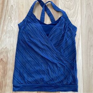 PrAna Kaewe Support Faux Wrap Tank Top Blue Size Small Racerback Built-in-Bra